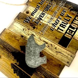 Cabin. Bear. Woods. Adventure. Decor.